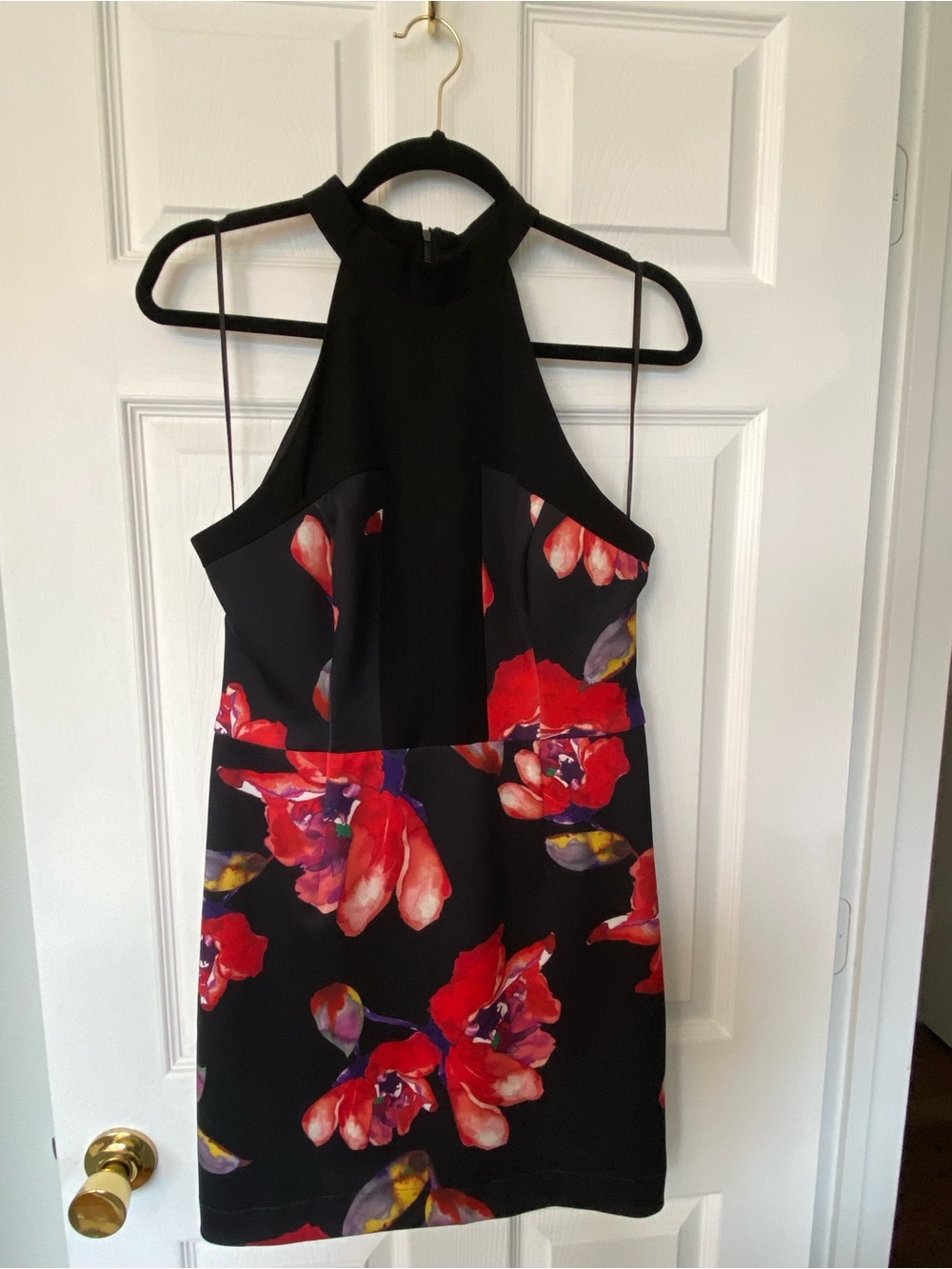 Trina Turk Black Dress with Multicolor Floral Detail